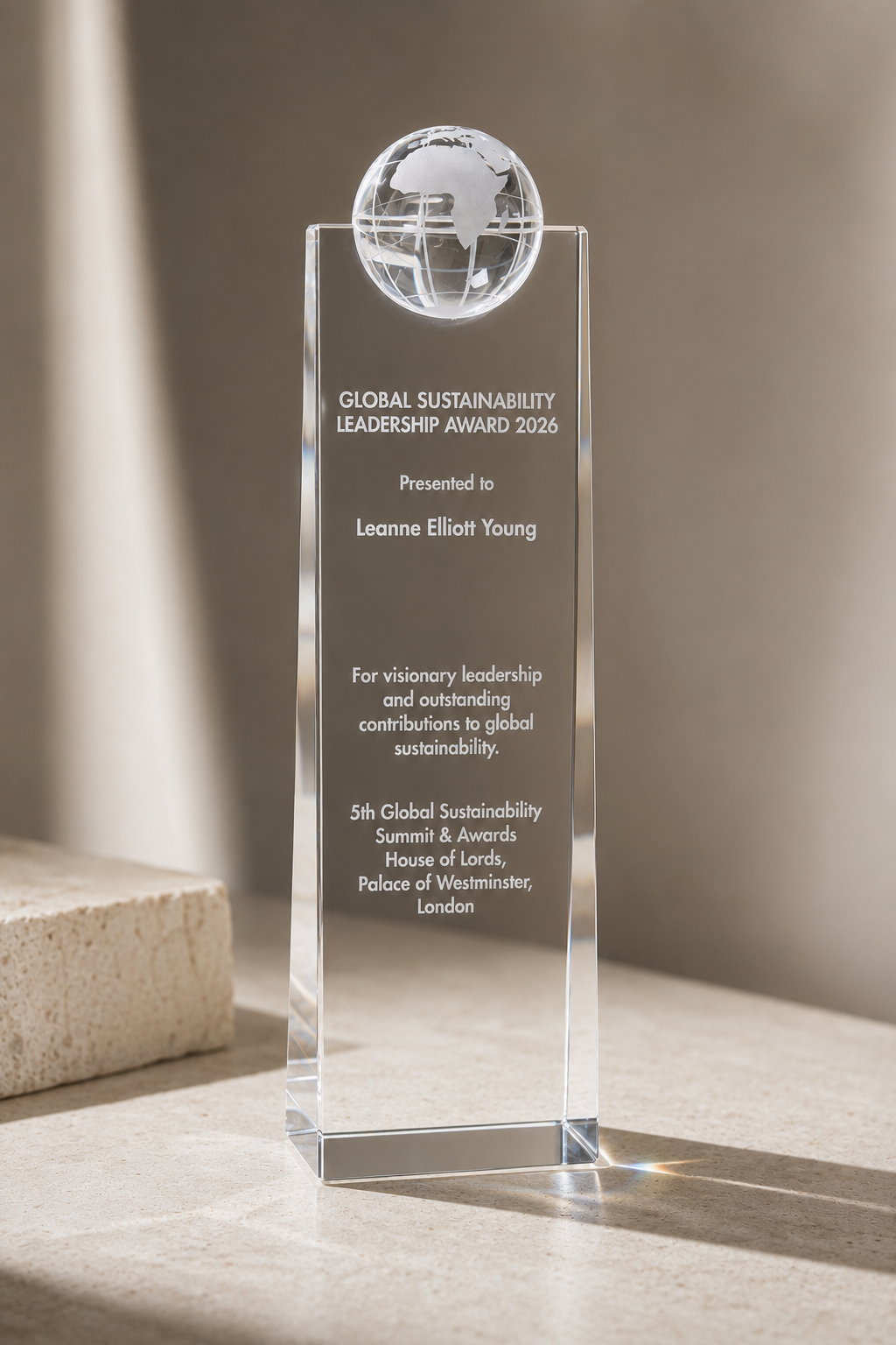 Global Sustainability Leadership Award 2026 trophy