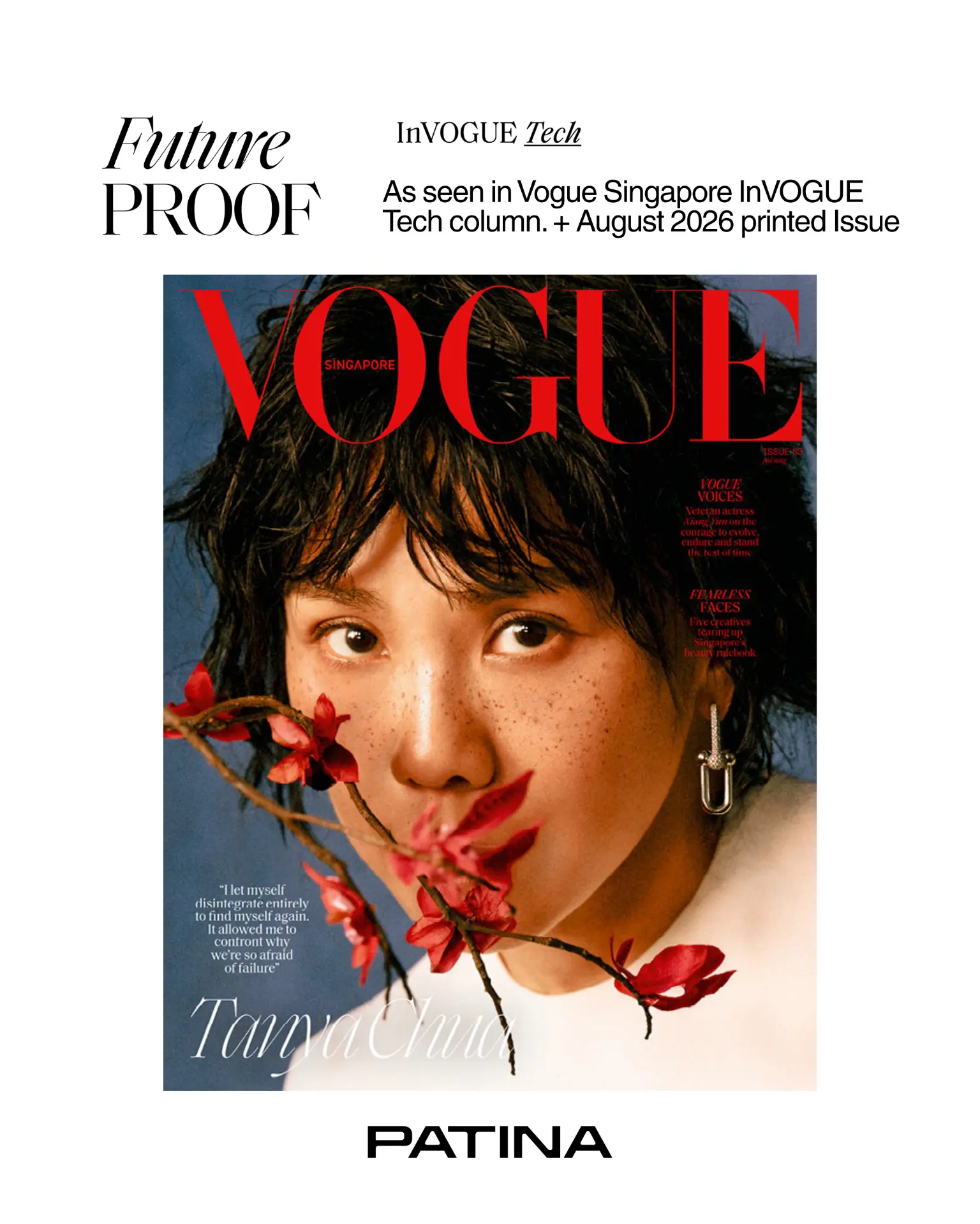PATINA featured in Vogue Singapore July/August 2026 Audacity issue, InVOGUE Tech