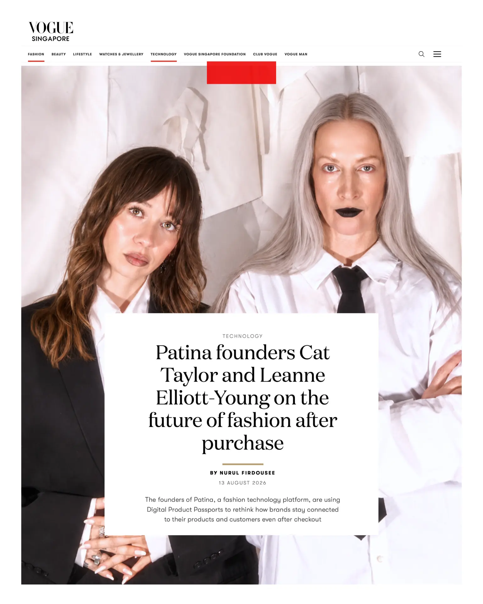 Vogue Singapore: Patina founders Cat Taylor and Leanne Elliott-Young on the future of fashion after purchase